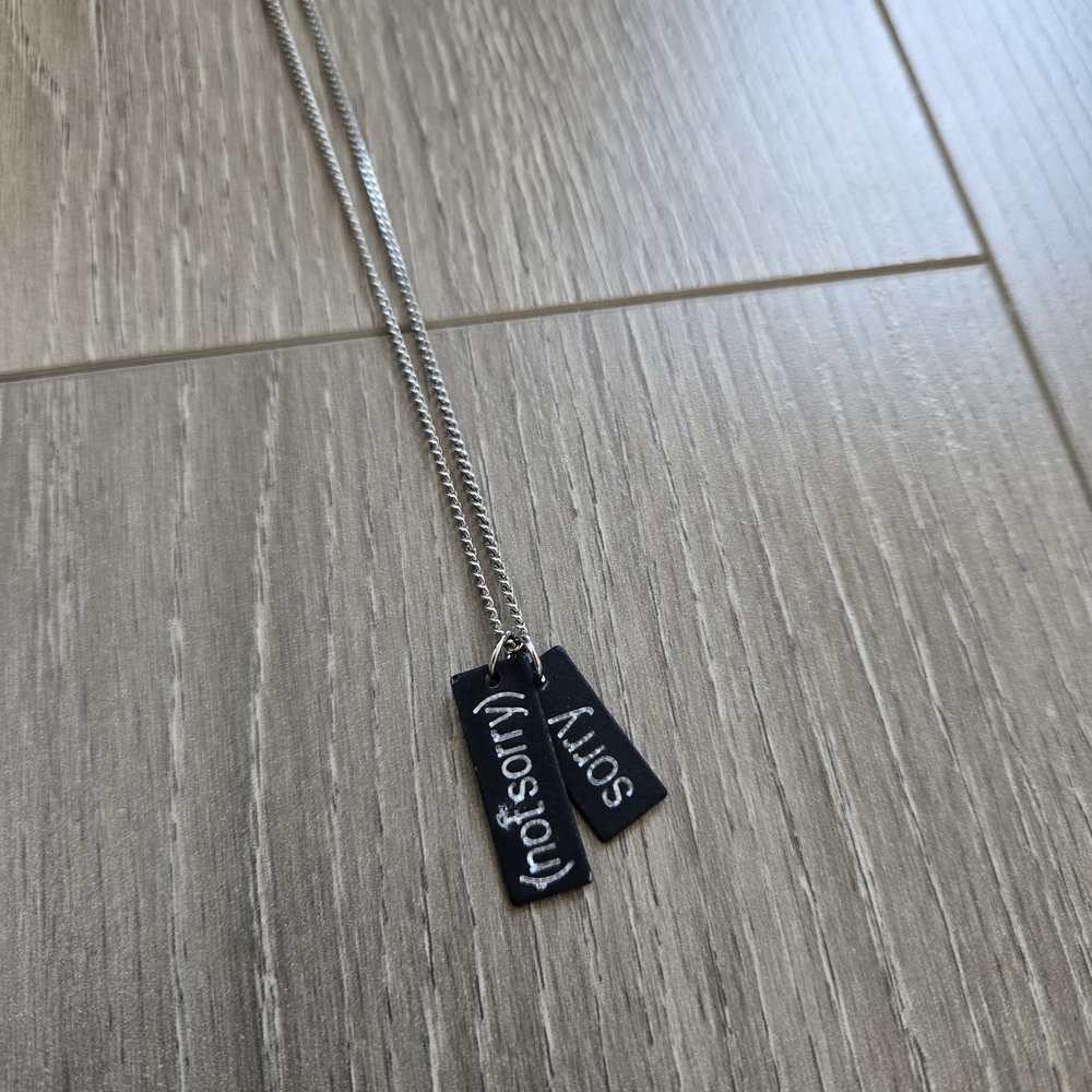 Silver Sorry Not Sorry Necklace Long Chain